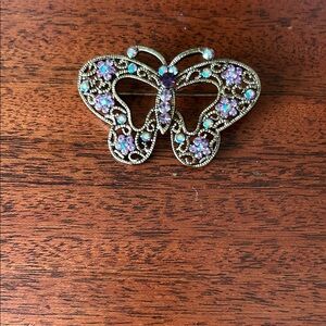 Butterfly Brooch with Colorful Gemstones